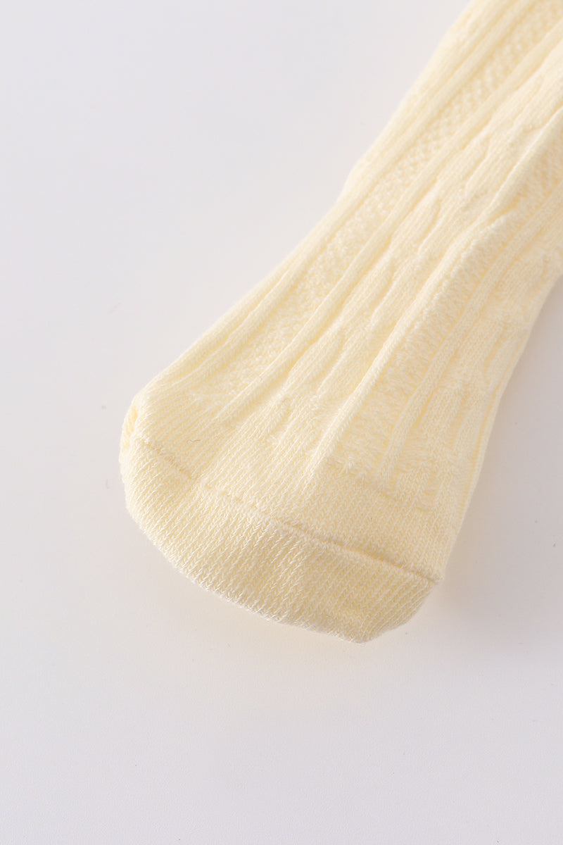 Cream Knit Knee High Socks