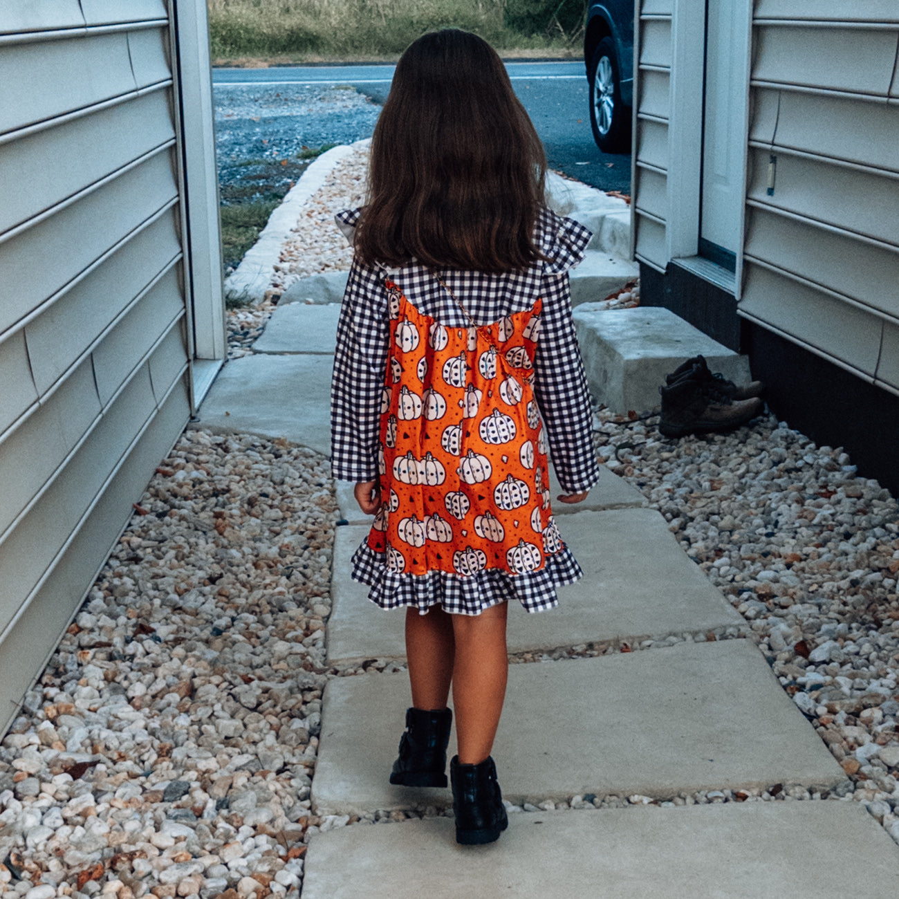 Pumpkin / Polkdot Dress