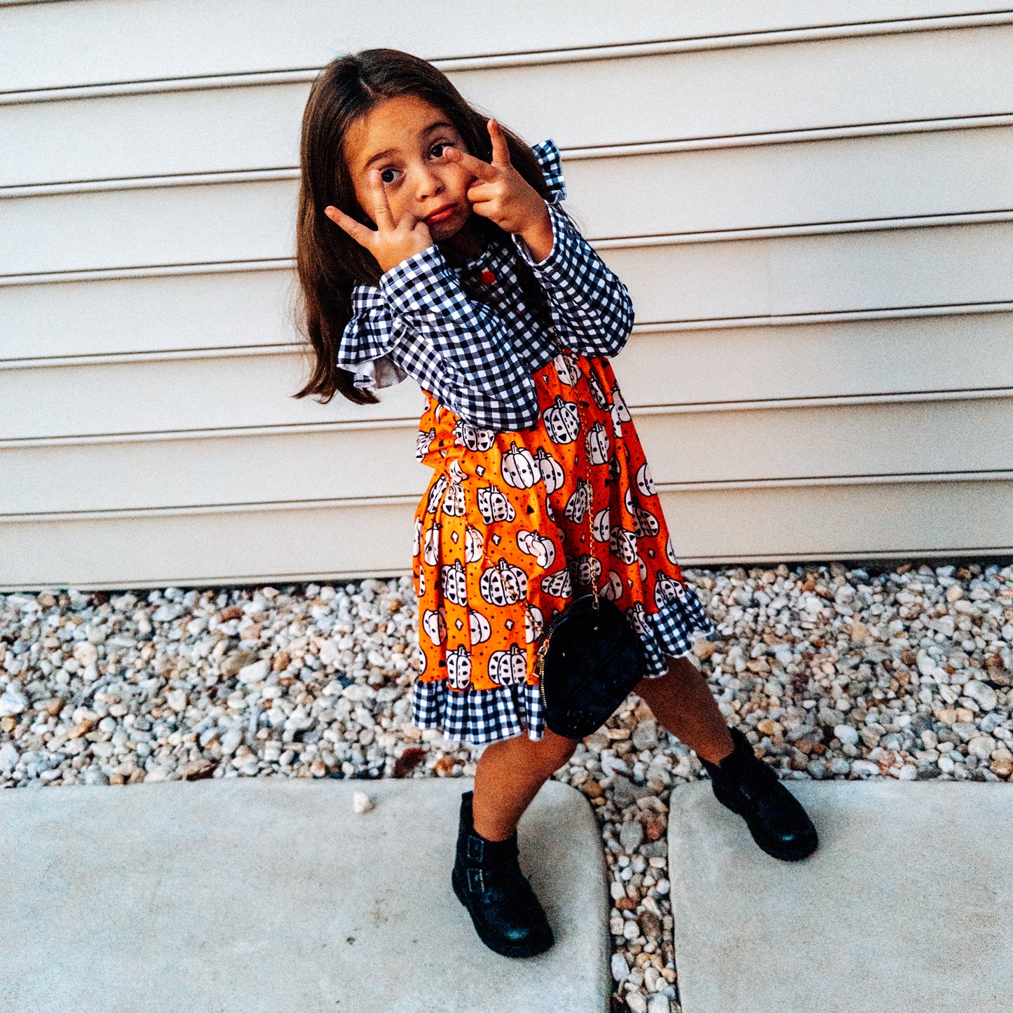 Pumpkin / Polkdot Dress