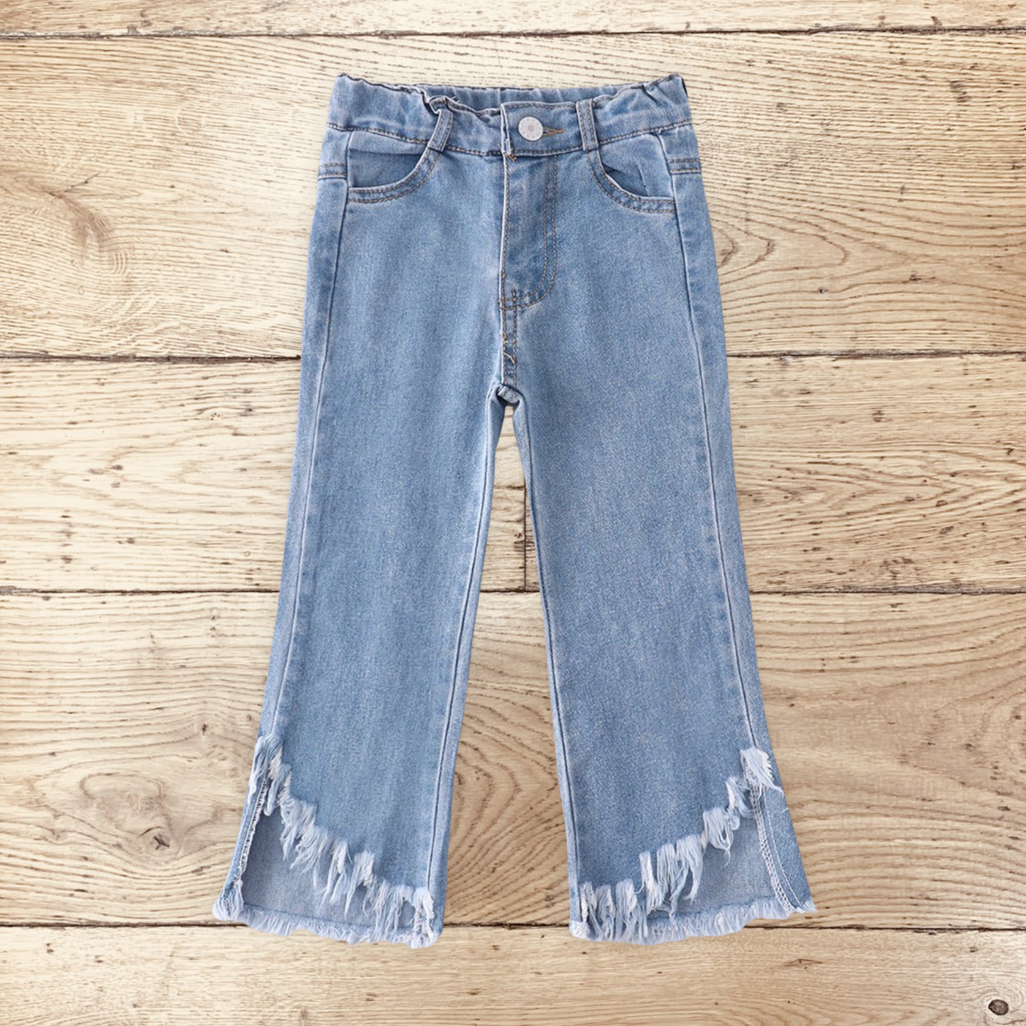 Bell Raw Hem Blue Denim Jeans