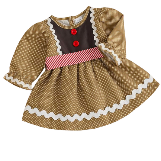 Gingerbread Polka Dot Bow Dress