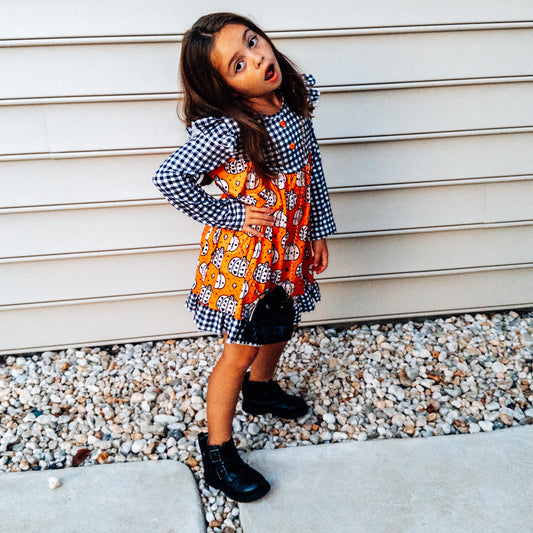 Pumpkin / Polkdot Dress