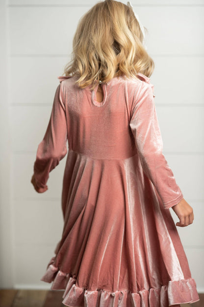 Pink Velvet Ruffle Holiday Dress