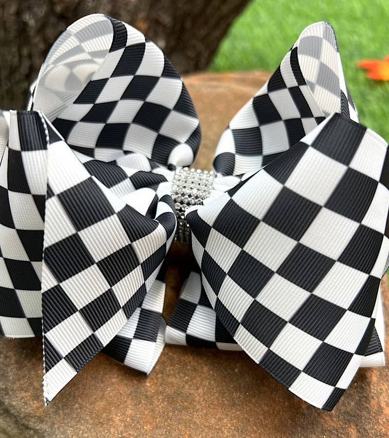 Black & White Checkered Hair Bow