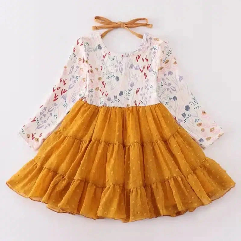 Mustard Floral Tutu Dress