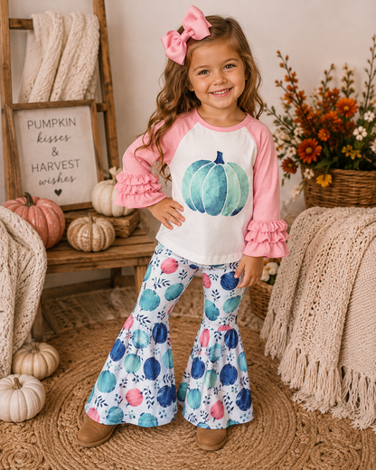 Pink and Blue Pumpkin Bells Set