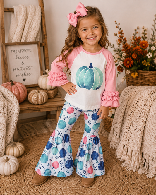 Pink and Blue Pumpkin Bells Set