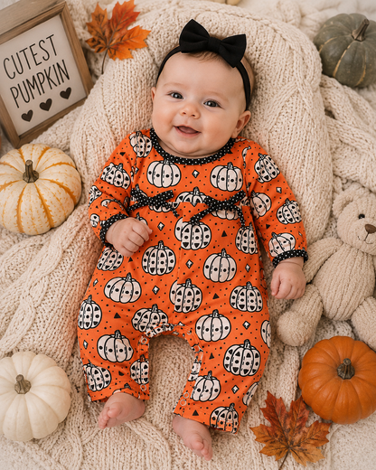 Pumpkin Polka Dot Romper