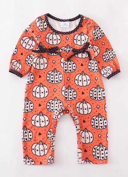 Pumpkin Polka Dot Romper