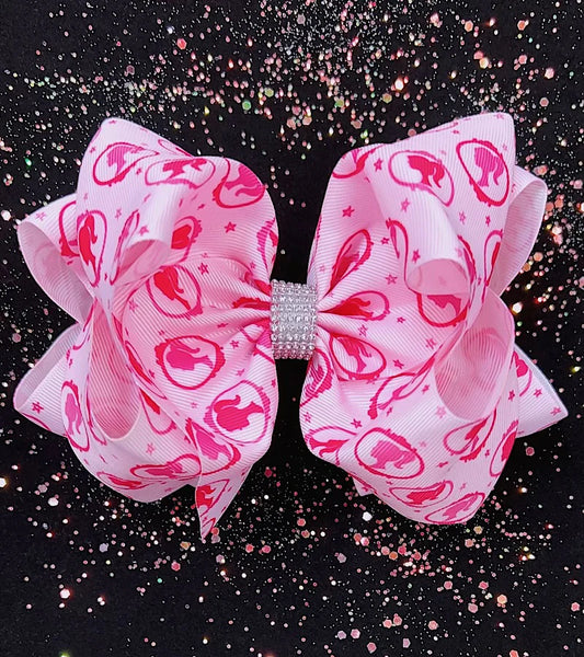 Pink Circled Doll Double Layered Hair Bows