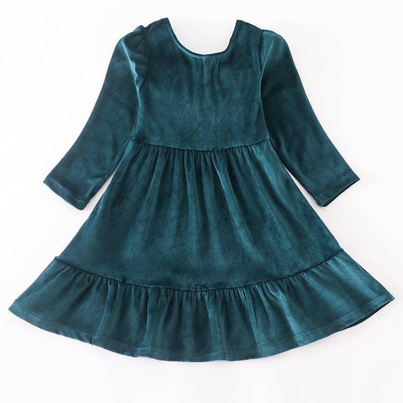 Forest Velvet Tiered Dress