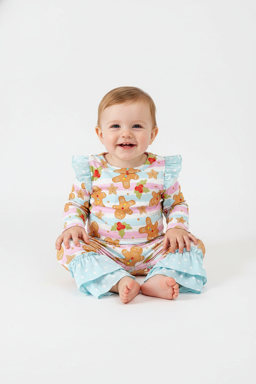 Blue Gingerbread Romper