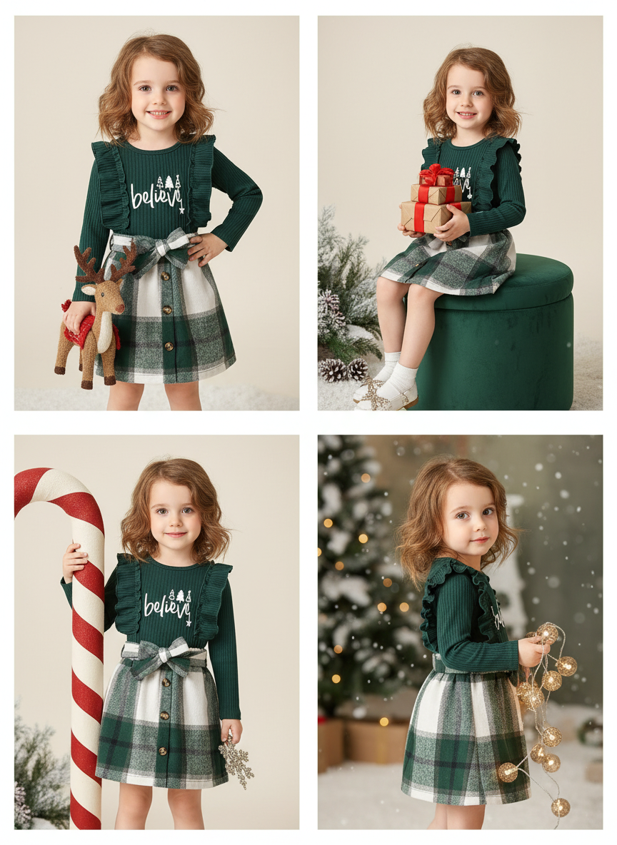 Believe Plaid Skirt Set