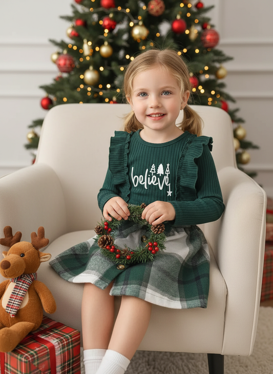 Believe Plaid Skirt Set