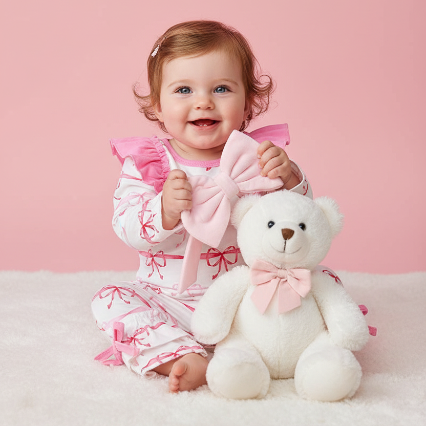 Pink Stripe Bow Romper