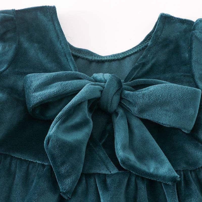 Forest Velvet Tiered Dress