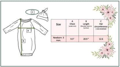 Infant Unisex Cowboy Baby Gown and Hat Set