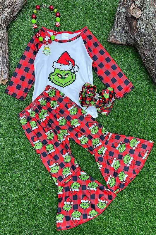 Plaid Green Guy Bell Bottom Set