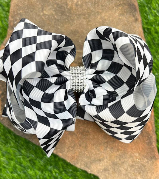 Black & White Checkered Hair Bow