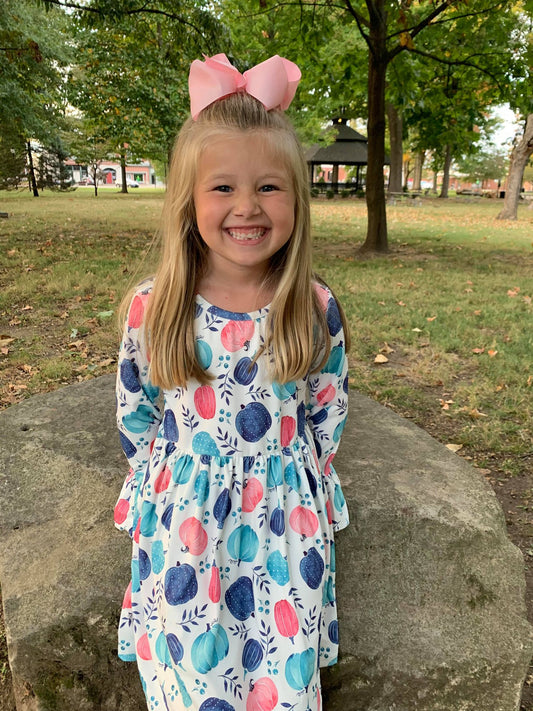 Sweet Pumpkin Ruffle Sleeve Top Dress