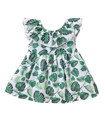Flounce Sleeve Tropical Dress
