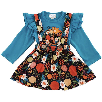 Teal Pumpkin Tunic with Floral Suspender Skirt 2 PC Set