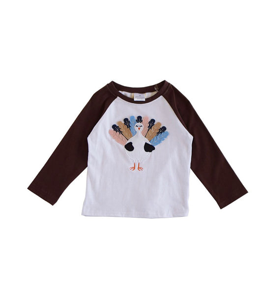 Turkey Applique Brown Raglan Shirt