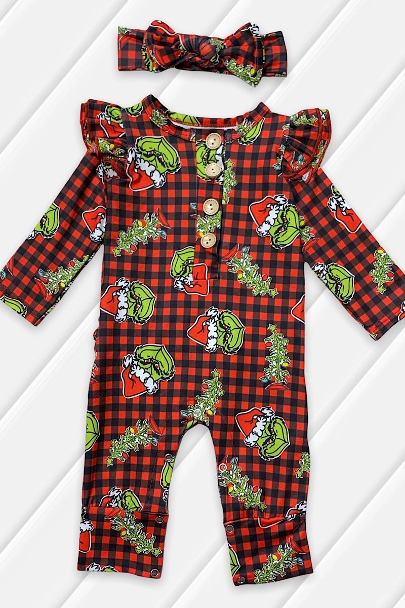 Green Guy Romper w Headband