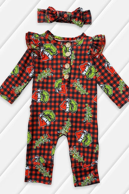 Green Guy Romper w Headband