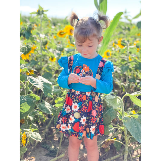 Teal Pumpkin Tunic with Floral Suspender Skirt 2 PC Set