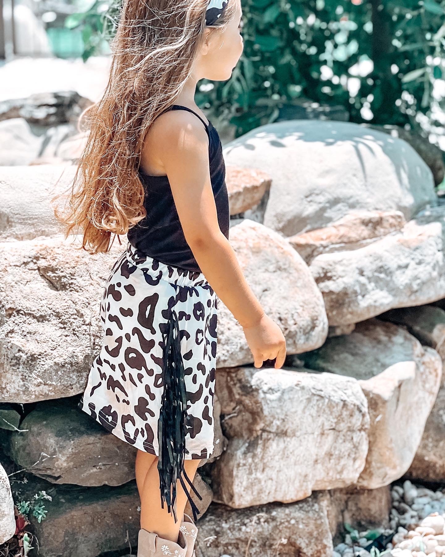 Cheetah Fringe Skirt Set